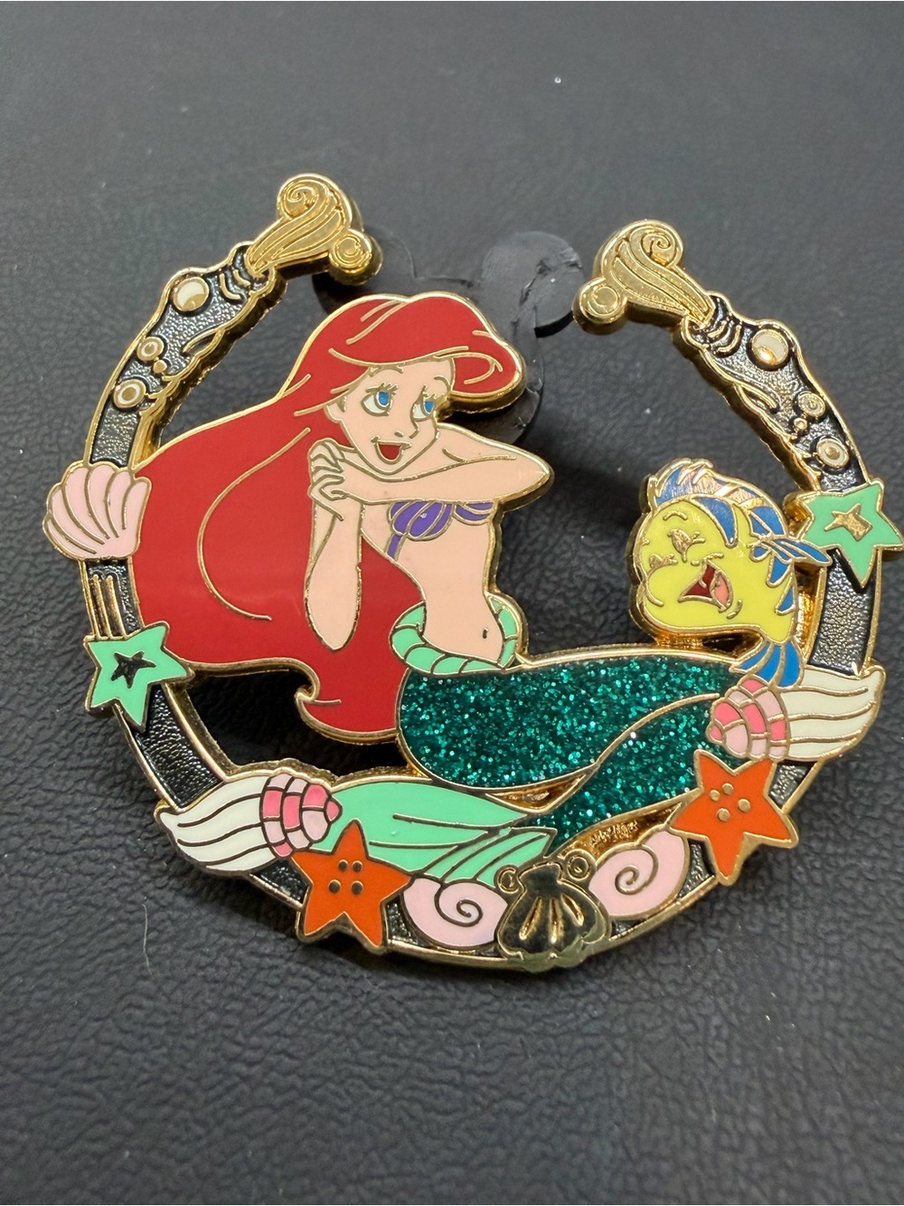 Ariel and flounder enamel Disney pin